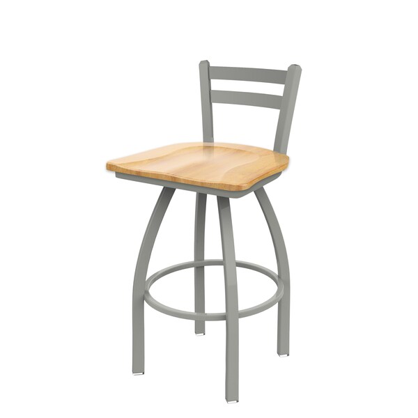 25" Low Back Swivel Counter Stool, Nickel Finish, Nat Maple Seat